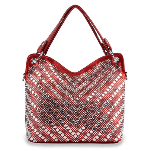Chevron Design Rhinestone Handbag