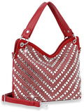 Chevron Design Rhinestone Handbag